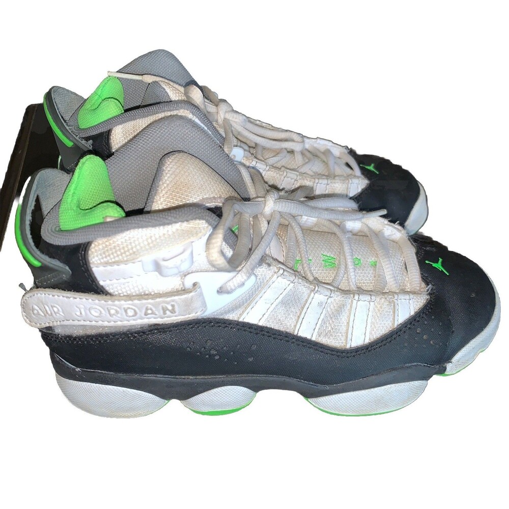 Nike Air Jordan 6 Rings GS Basketball Shoes 323419-130 White Green Size 4Y - Picture 2 of 12